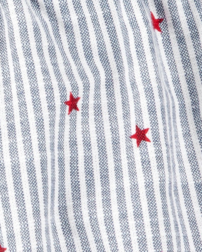Toddler Striped Star Print Shorts - Blue, image 5 of 7 slides