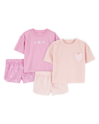 Toddler 4-Piece Loose Fit Pajamas - Pink/Purple, image 1 of 5 slides