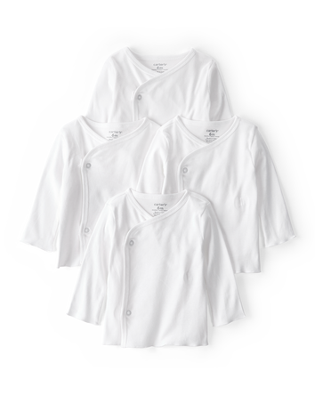Baby 4-Pack Long-Sleeve Side-Snap Tees - White, 