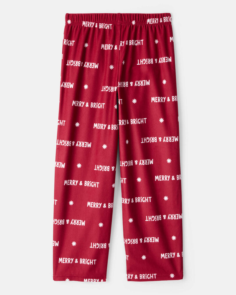 Kid Merry & Bright Christmas Print Loose Fit Pajama Bottoms - Red, image 2 of 4 slides