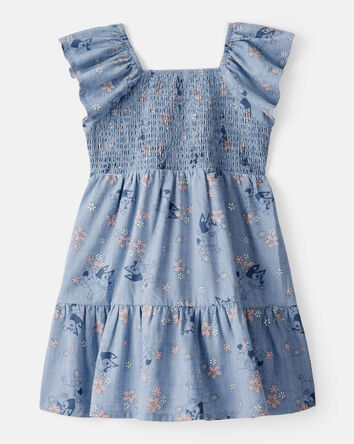 Toddler Bluey Floral Print Denim Dress - Blue, 