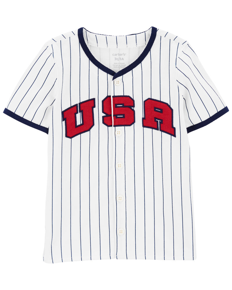 Toddler USA Striped Baseball Tee, image 1 of 2 slides