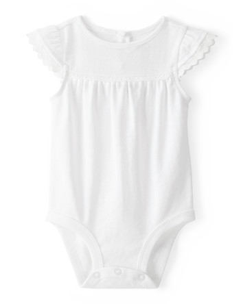 Baby Girl 2-Piece Pointelle Bodysuit & Vintage Hickory Pants Set - White/Pink, 