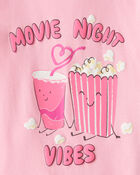 Girls Movie Print 100% Cotton Long-Sleeve 4-Piece Pajamas - Black/Pink, image 3 of 5 slides