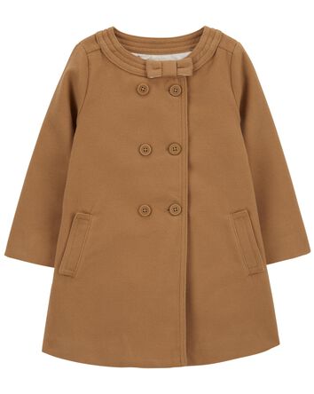 Toddler Soft Felt Button-Front Coat, 