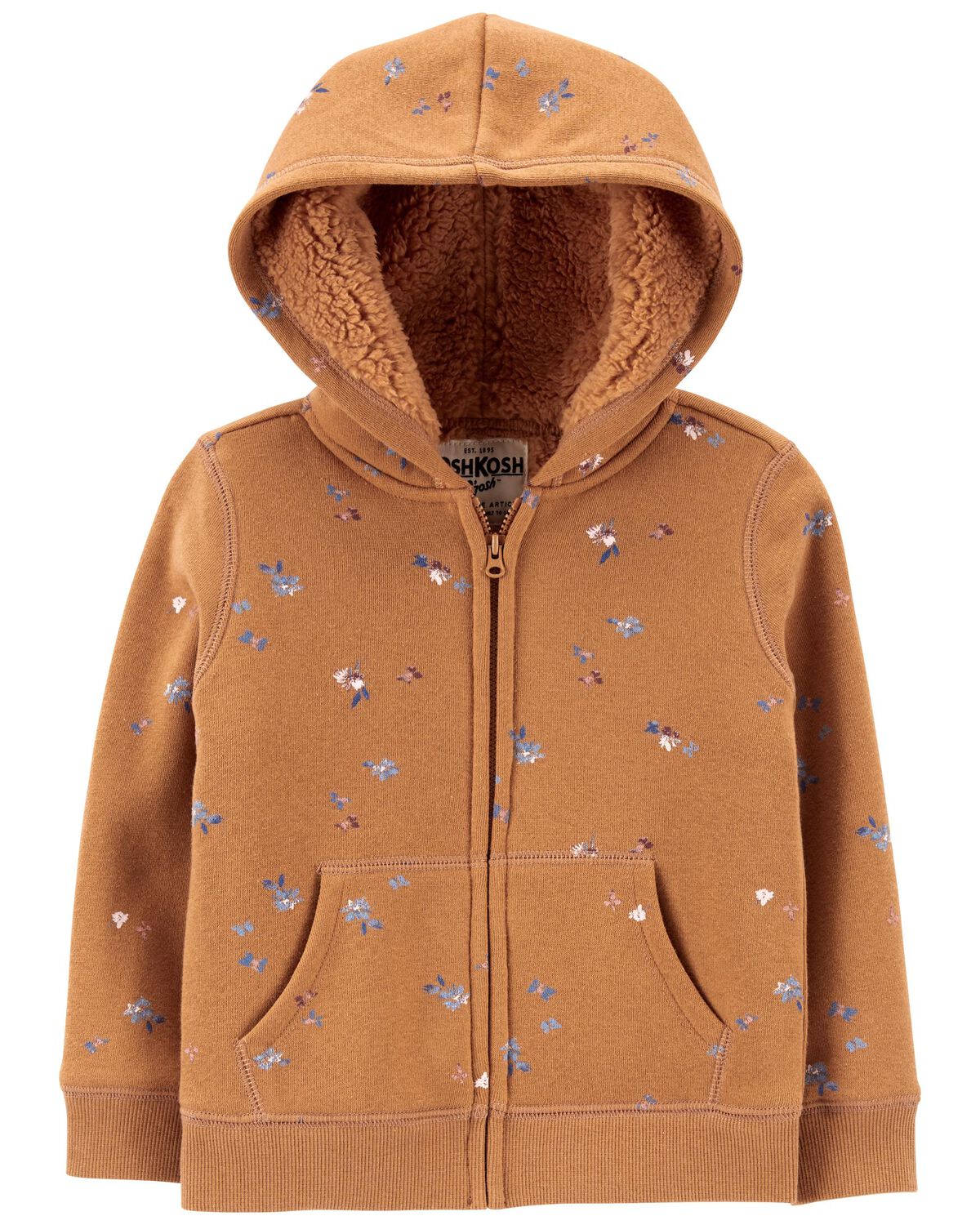 Baby Floral Print Sherpa Lined Hooded Jacket