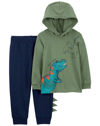 Toddler 2-Piece Dinosaur Hooded Tee & Jogger Set, 