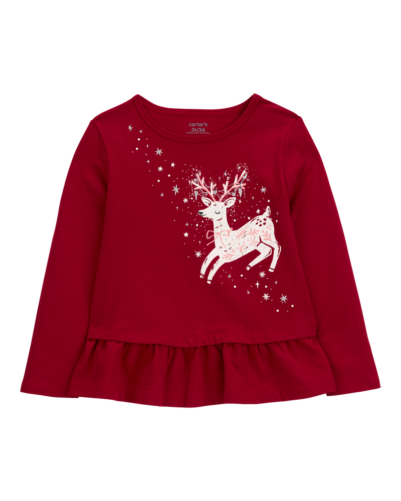 Baby Reindeer Peplum Top, image 1 of 3 slides