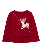 Baby Reindeer Peplum Top, image 1 of 3 slides