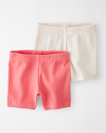 Baby 2- Pack Organic Cotton Ribbed Pedal Shorts, 