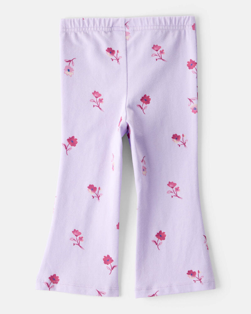 Baby Girl Floral Cotton Flare Pull-On Stretch Leggings - Purple, image 1 of 2 slides