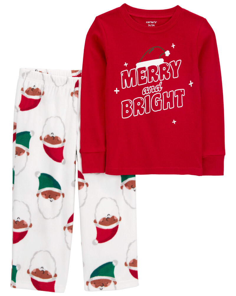 Toddler 2-Piece Merry and Bright Cotton & Fleece Pajamas, image 1 of 3 slides