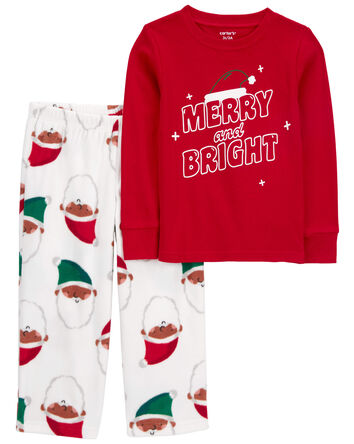 Toddler 2-Piece Merry and Bright Cotton & Fleece Pajamas, 