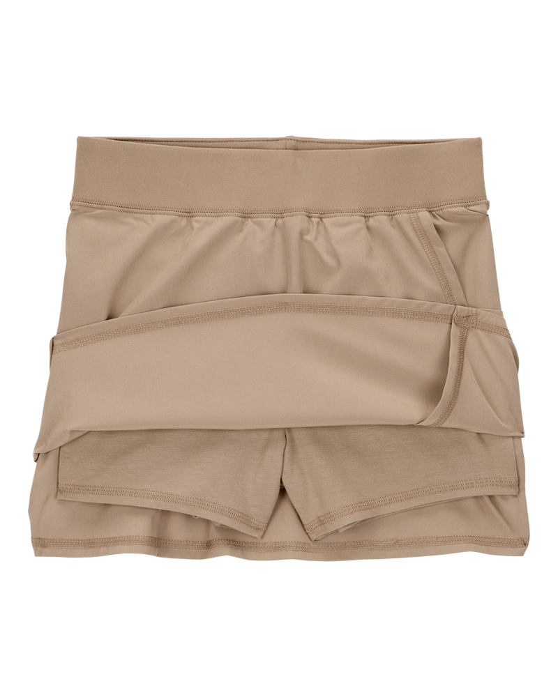 Kid Poplin Stretch Uniform Skort - Khaki, image 2 of 4 slides