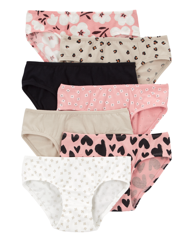 Toddler 7-Pack Heart Floral Hipster Stretch Cotton Undies, image 1 of 4 slides