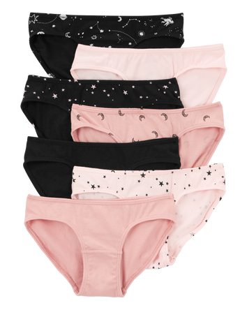Kid 7-Pack Stars Bikini Stretch Cotton Undies, 