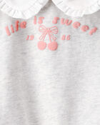 Baby Girl Life Is Sweet French Terry Short-Sleeve Top - Grey, image 4 of 5 slides