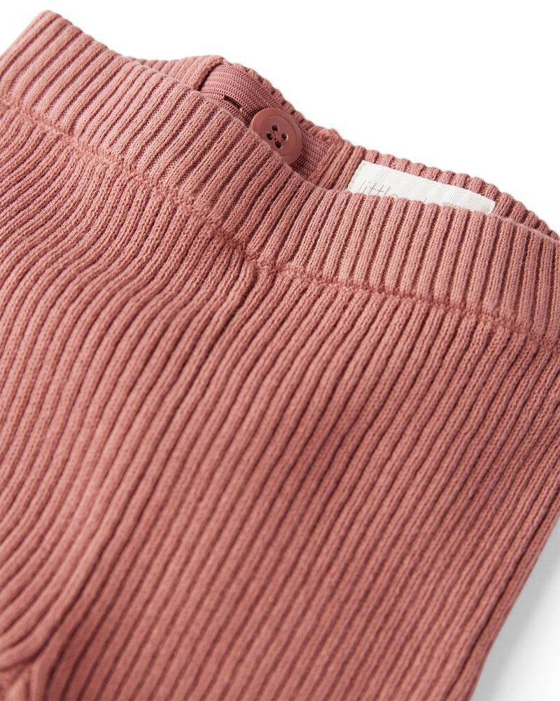 Baby Organic Cotton Ribbed Sweater Knit Pants in Rose
, image 2 of 4 slides