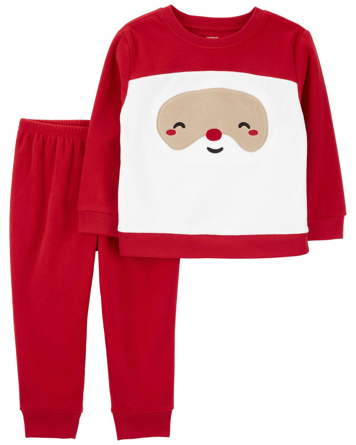 Red Toddler 2Piece Santa Fleece Pajamas