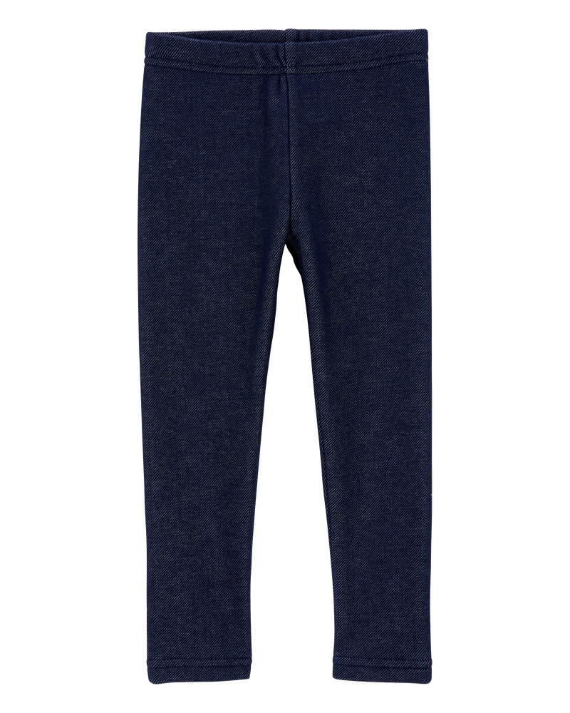 Baby Girl Faux Denim Cozy Fleece Leggings, image 1 of 5 slides
