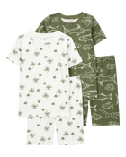Kid Fish Print Snug Fit Cotton 4-Piece Pajamas, image 1 of 4 slides