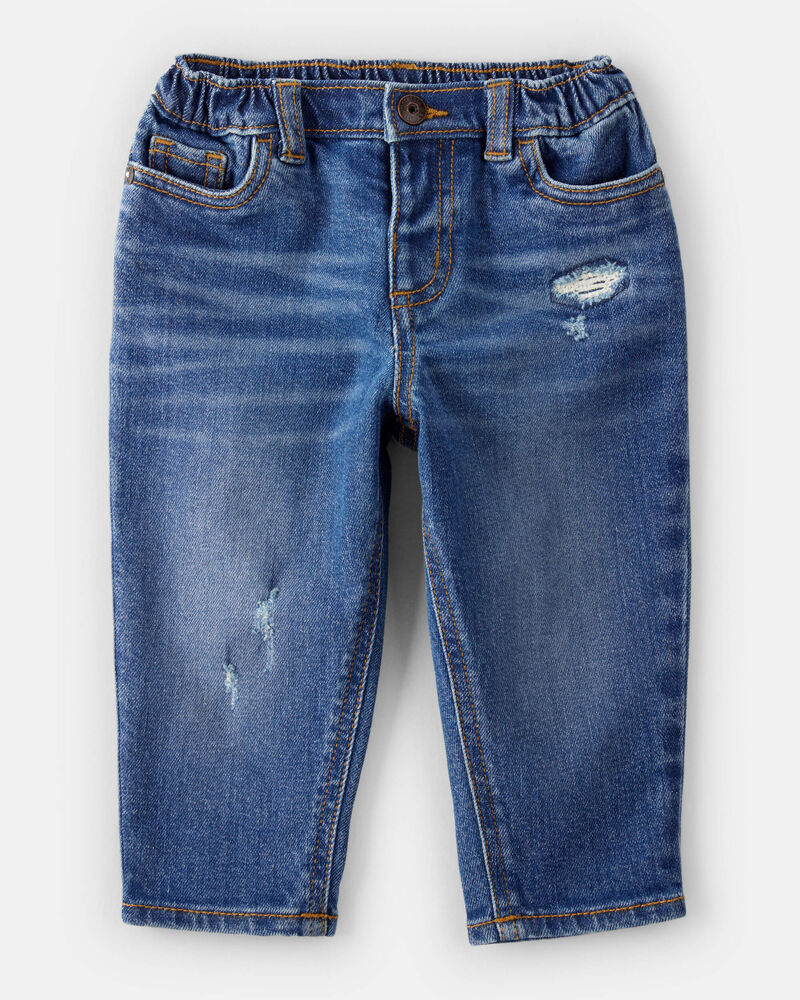 Baby Boy Distressed Denim Jeans - Blue, image 1 of 4 slides