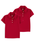 Toddler 2-Pack Pique Uniform Polo Shirts - Red, image 1 of 3 slides