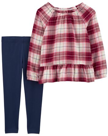 Toddler 2-Piece Plaid Flannel Top & Legging Set, 