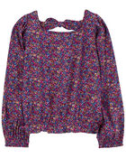 Kid Floral Twill Long-Sleeve Top, image 1 of 4 slides