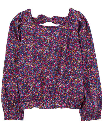 Kid Floral Twill Long-Sleeve Top, 