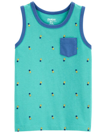 Toddler Cotton Jersey Pineapple Print Graphic Tank, 