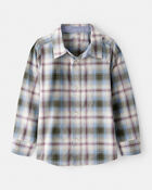 Boys Plaid Cotton Long-Sleeve Button-Down Shirt - Blue, image 1 of 3 slides