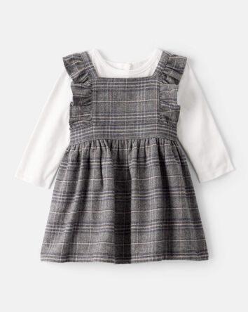 Baby Girl 2-Piece Plaid Long-Sleeve Dress Set, 