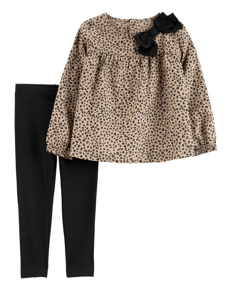 Brown Black Toddler 2 Piece Leopard Top Legging Set carters