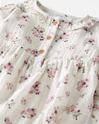 Baby Organic Cotton Gauze Ruffle Bubble in Wildberry Bouquet, image 3 of 4 slides