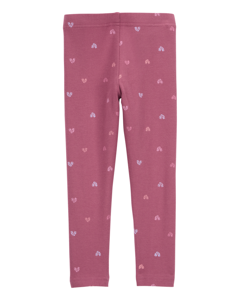 Baby Heart Print Stretch Leggings, image 2 of 3 slides