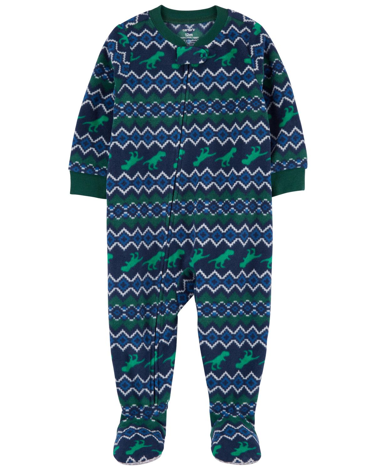 Toddler 1-Piece Dinosaur Fleece Footie Pajamas