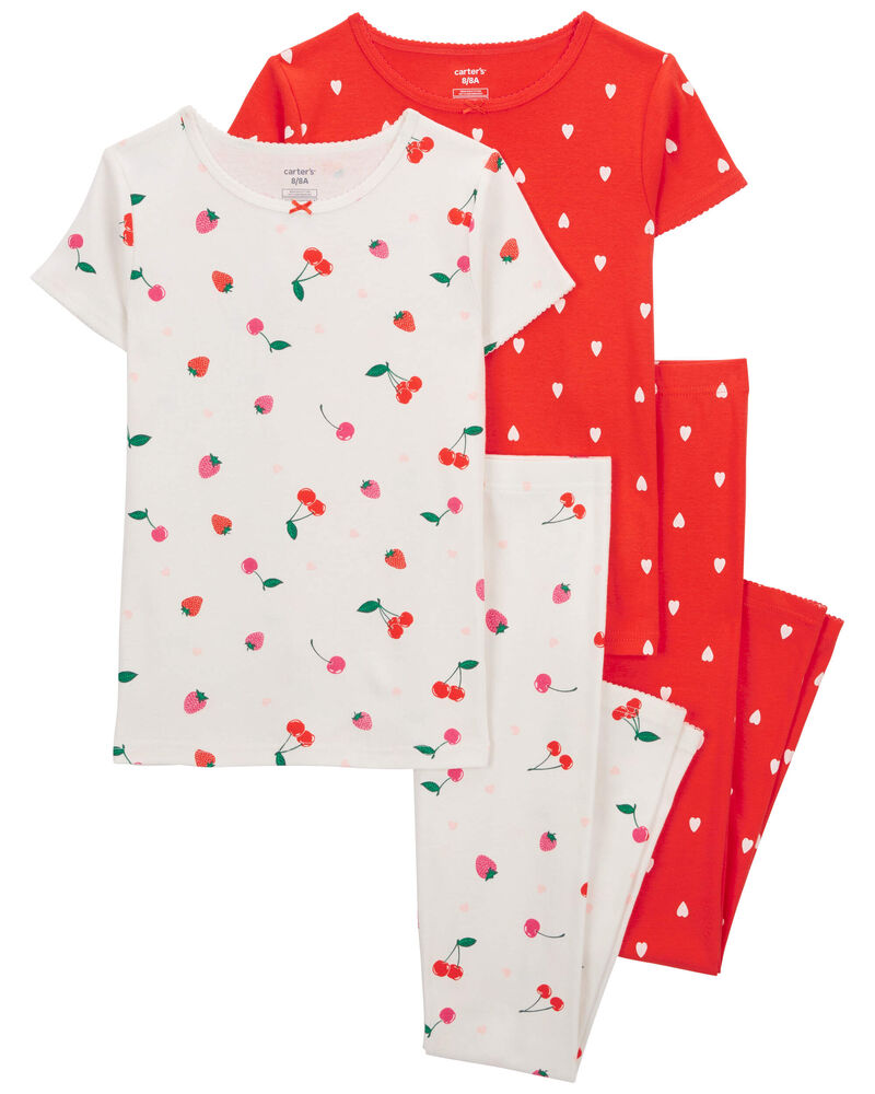 Kid 4-Piece Cherry 100% Snug Fit Cotton Pajamas, image 1 of 4 slides