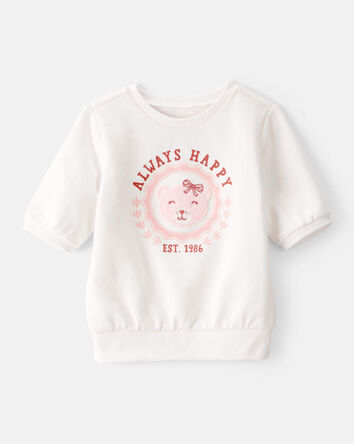 Toddler Girl Always Happy French Terry Short-Sleeve Top - Ivory, 