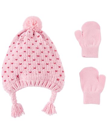 Toddler 2-Pack Trapper Hat & Mittens Set, 