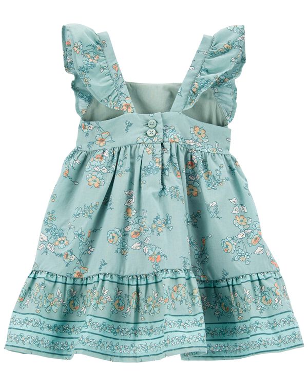 Green Baby Floral Print Ruffle Babydoll Dress | carters.com