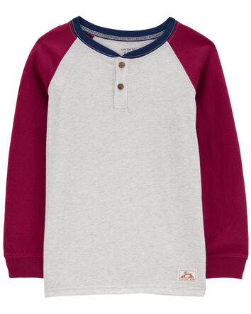 Kid Raglan-Sleeve Henley Tee, 