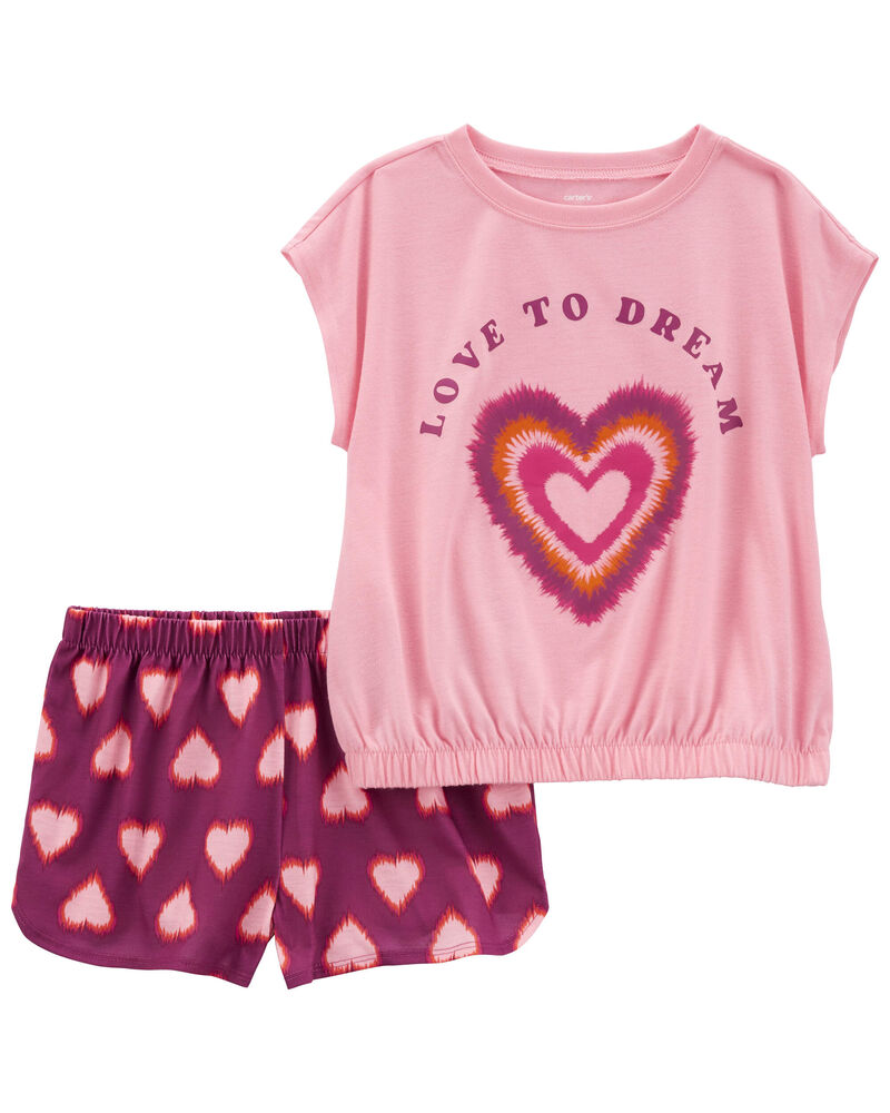 Kid 2-Piece Heart Loose Fit Pajama Set, image 1 of 2 slides