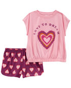 Kid 2-Piece Heart Loose Fit Pajama Set, image 1 of 2 slides