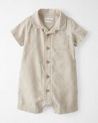 Baby Button-Front Romper Made with LENZING™ ECOVERO™ and Linen, image 1 of 3 slides