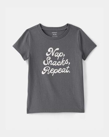 Toddler Girl 'Nap Snacks Repeat' Graphic Tee - Grey, 