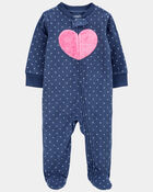 Baby Heart Fleece Zip-Up Footie Sleep & Play Pajamas, image 3 of 5 slides