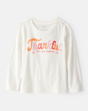 Toddler Girl Thankful Long-Sleeve Graphic Tee - White, 