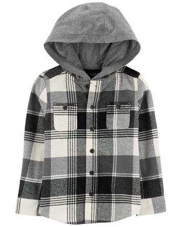 Toddler Hooded Flannel Shirt, 
