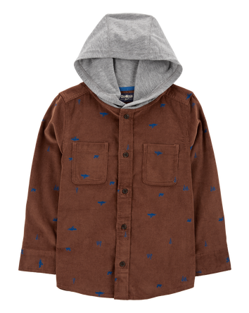 Kid Mountain Print Corduroy Button-Front Shacket
, 